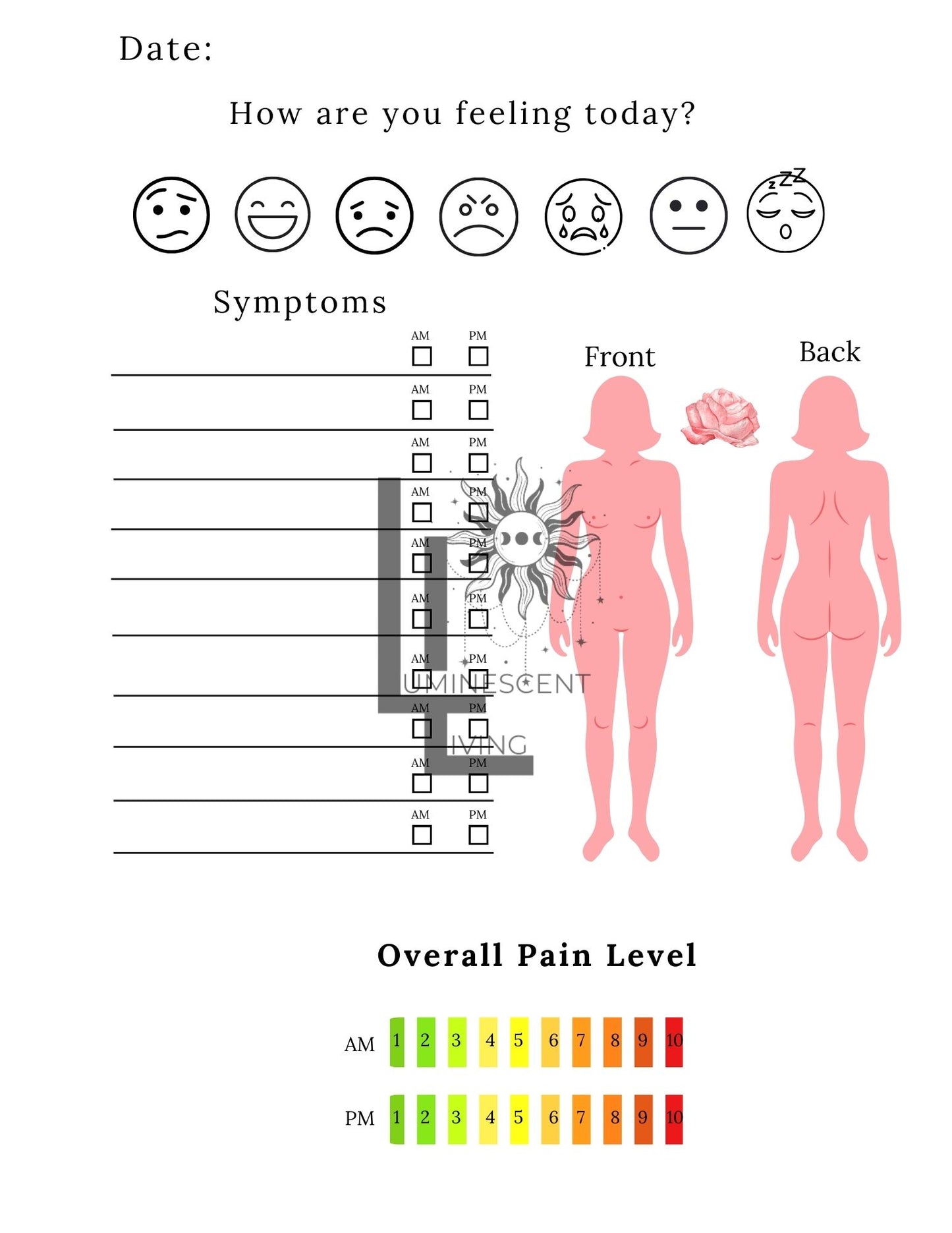 Tea Party Medical Symptoms Tracking Journal (Digital)