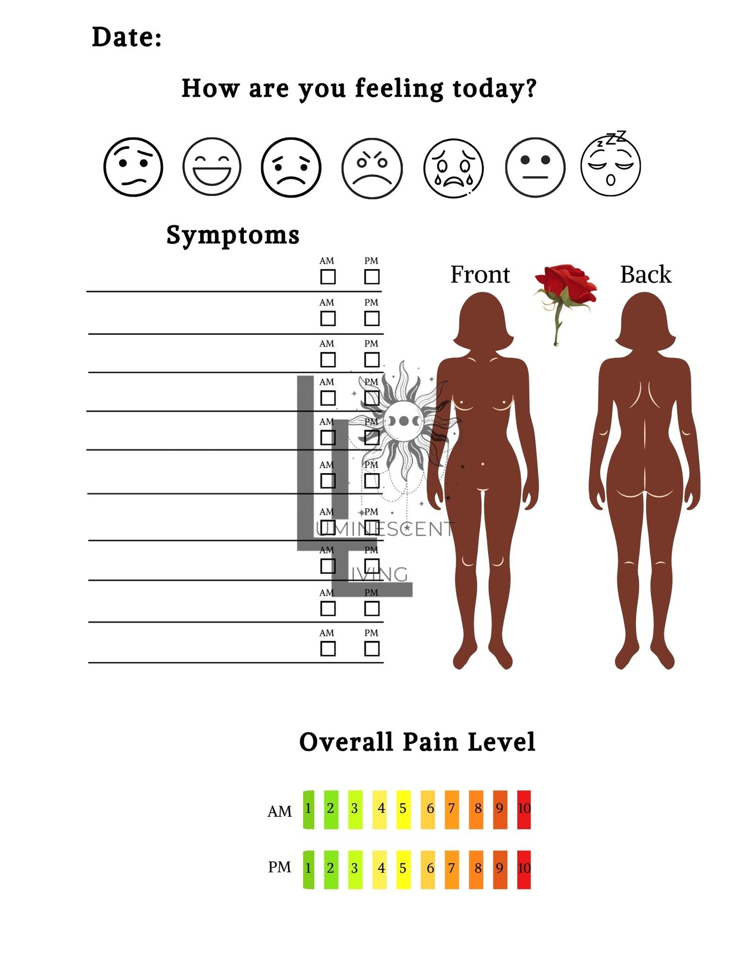 Vintage Roses 1 Medical Symptoms Tracking Journal (Digital)