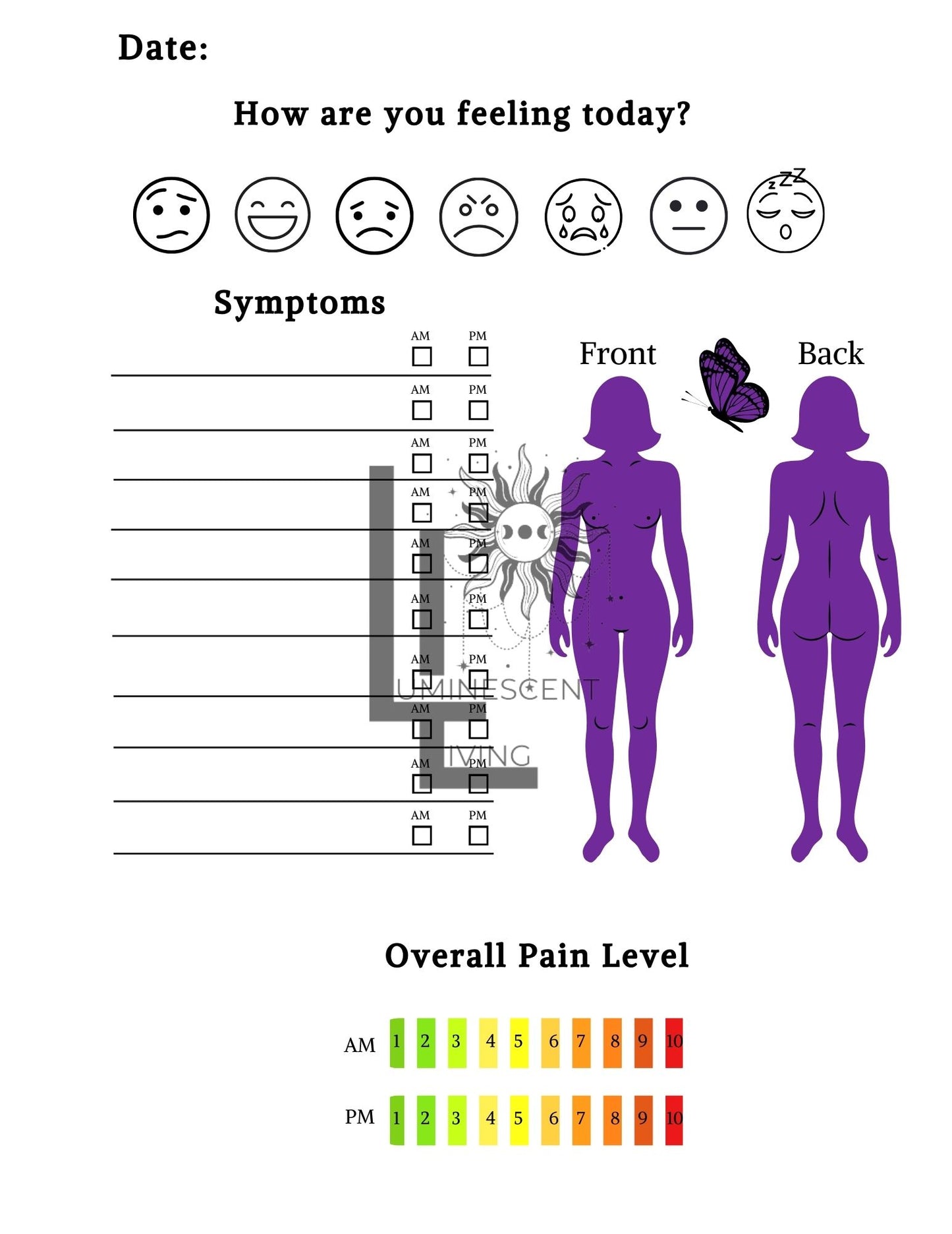 Purple Tears Medical Symptoms Tracking Journal (Digital)