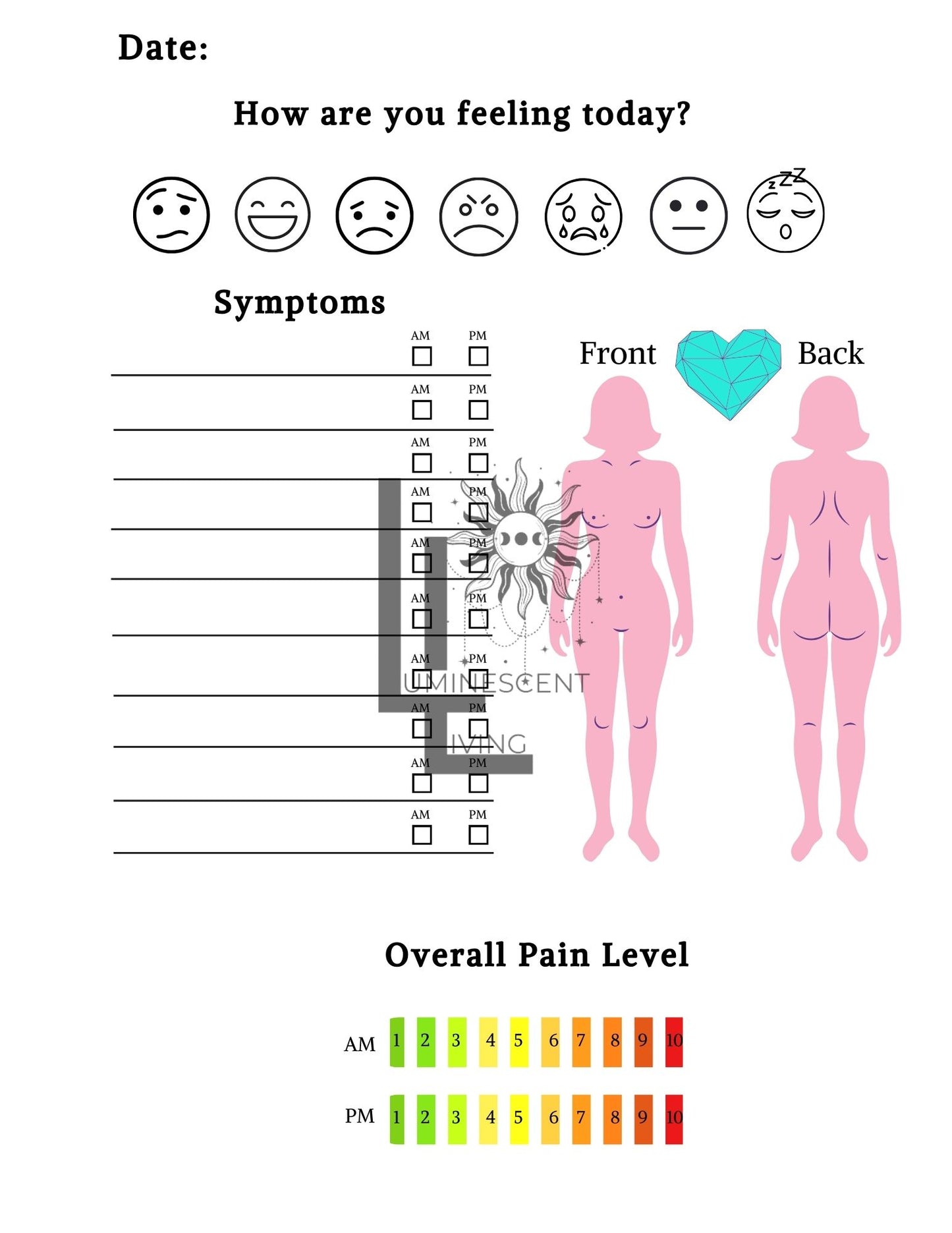 Pieces Medical Symptoms Tracking Journal (Digital)