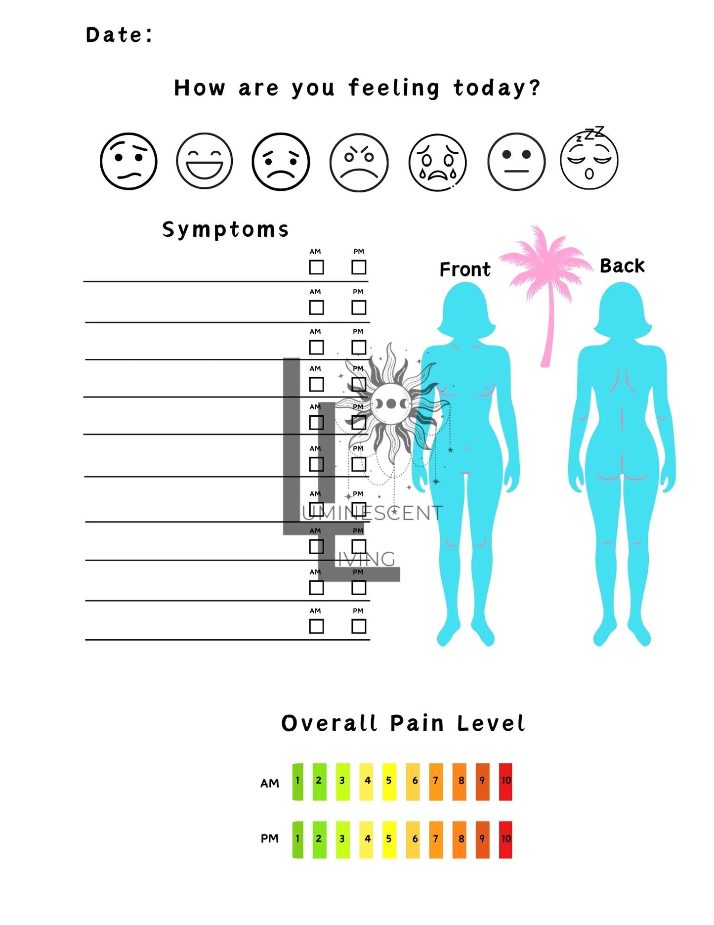 Tropical Dreams Medical Symptoms Tracking Journal (Digital)