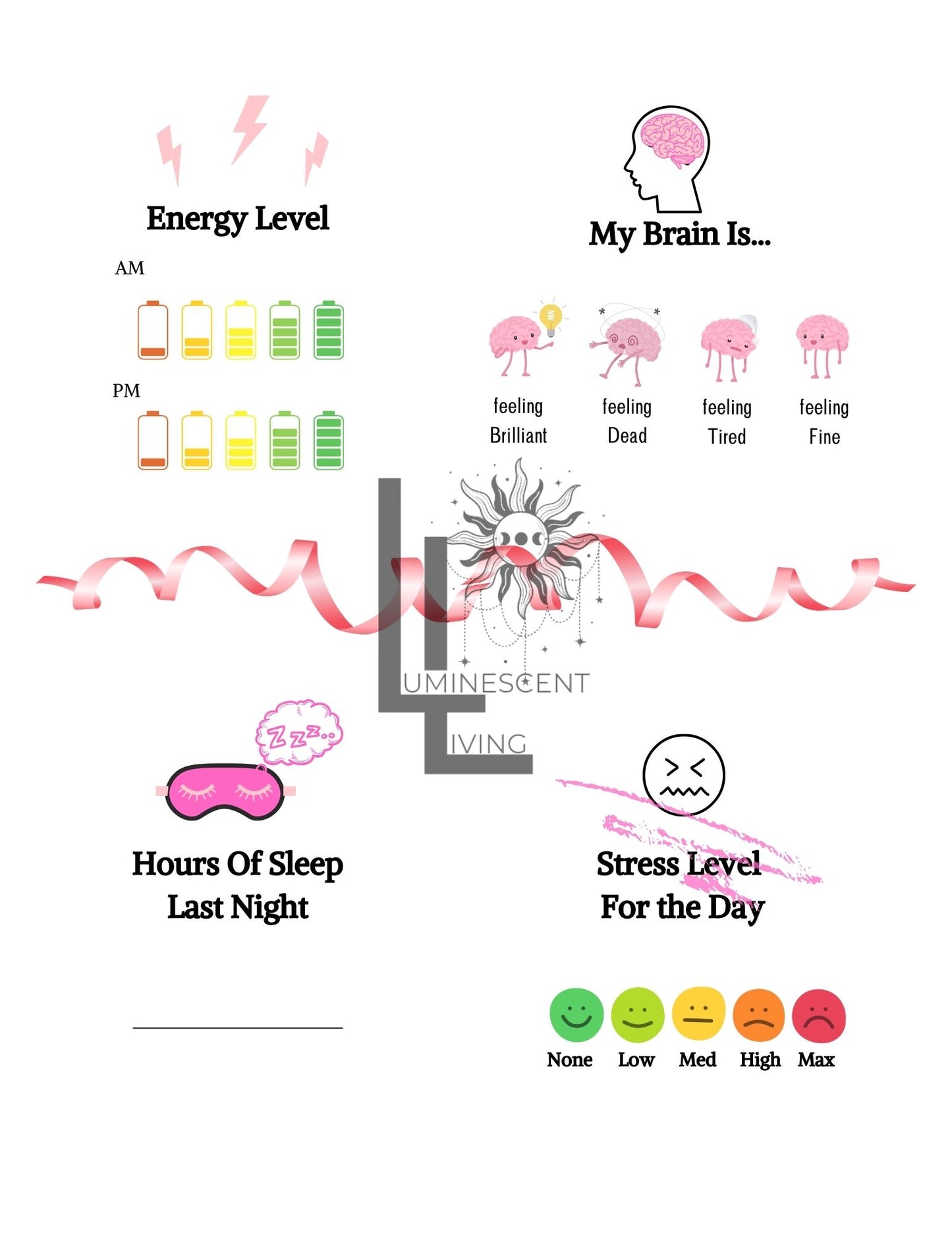 Pink Party Medical Symptoms Tracking Journal (Digital)