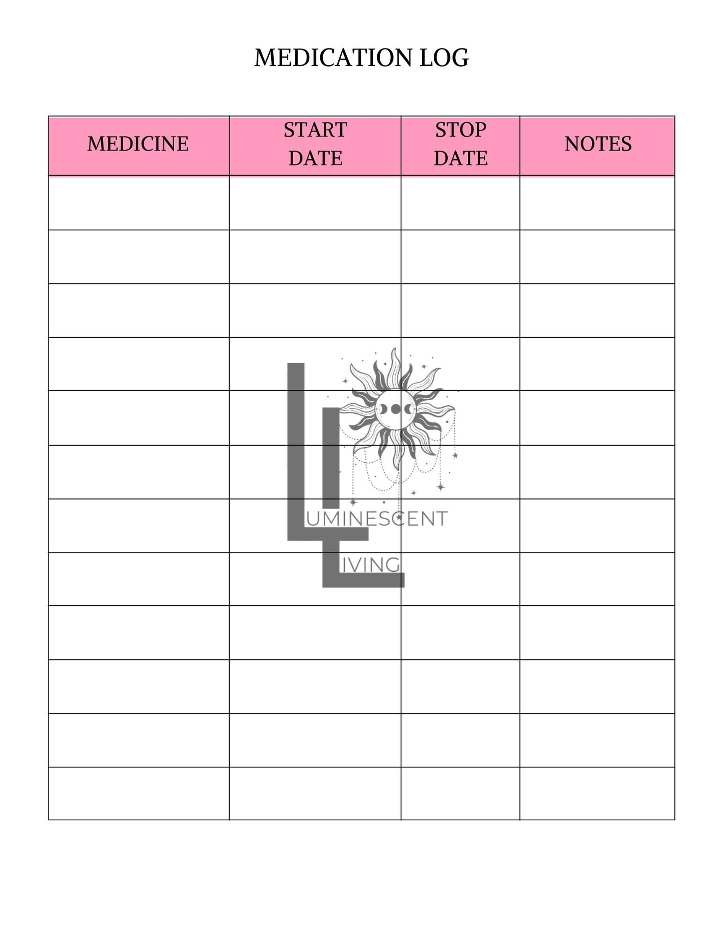 Rose Garden Medical Symptoms Tracking Journal (Digital)