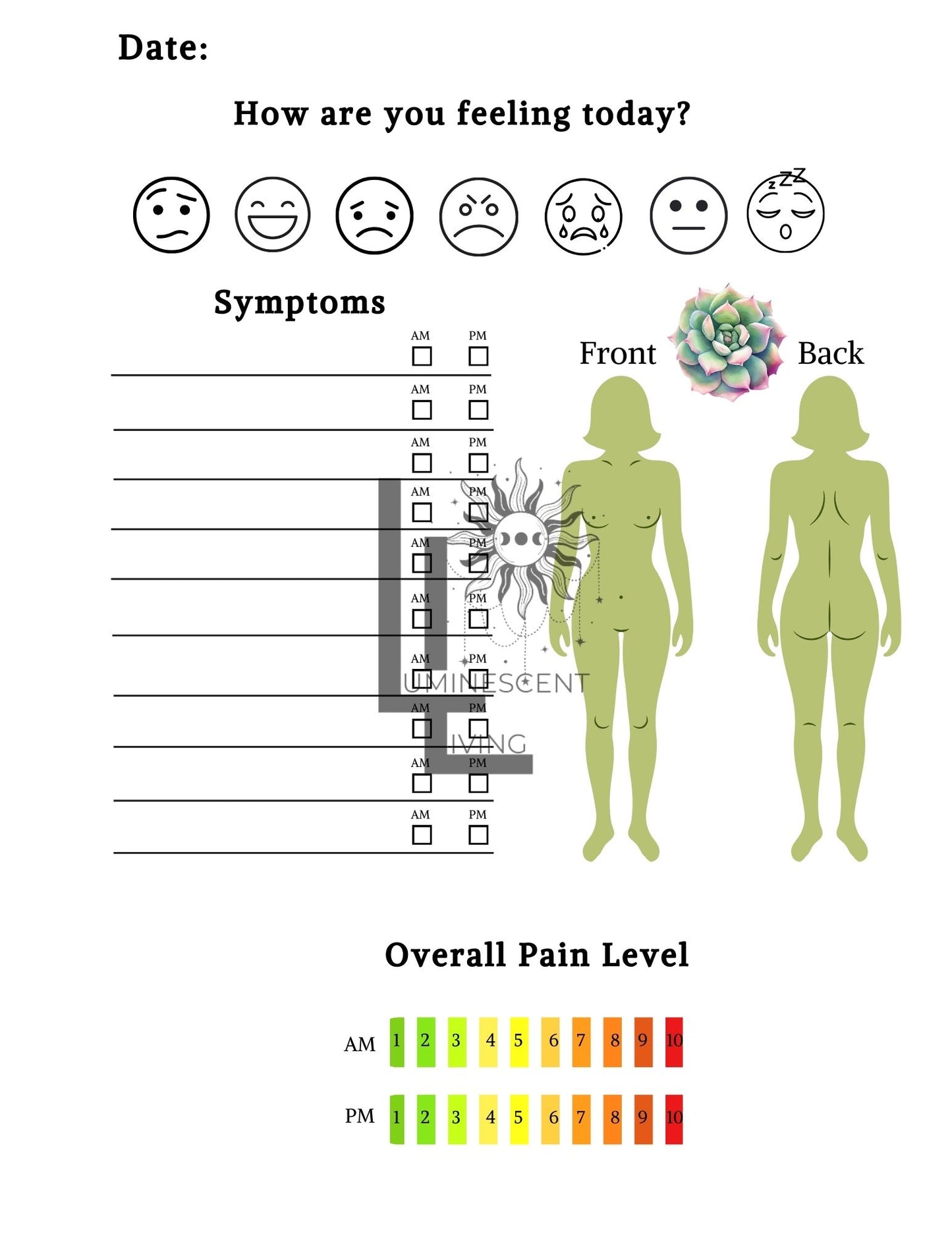 Feeling Green Medical Symptoms Tracking Journal (Digital)