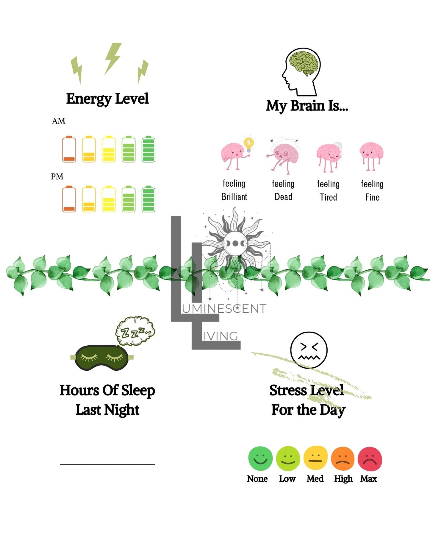 Feeling Green Medical Symptoms Tracking Journal (Digital)