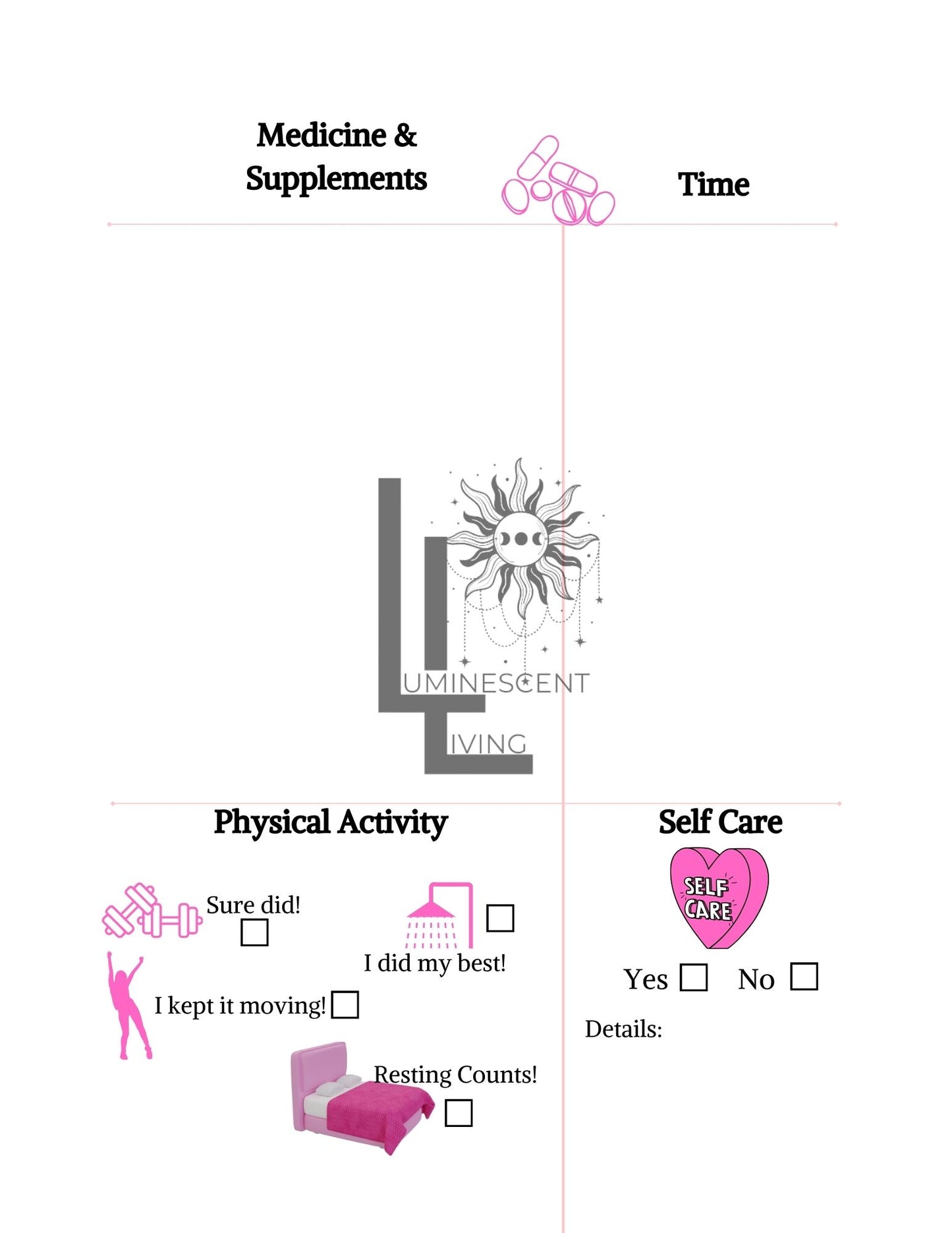 Pink Party Medical Symptoms Tracking Journal (Digital)