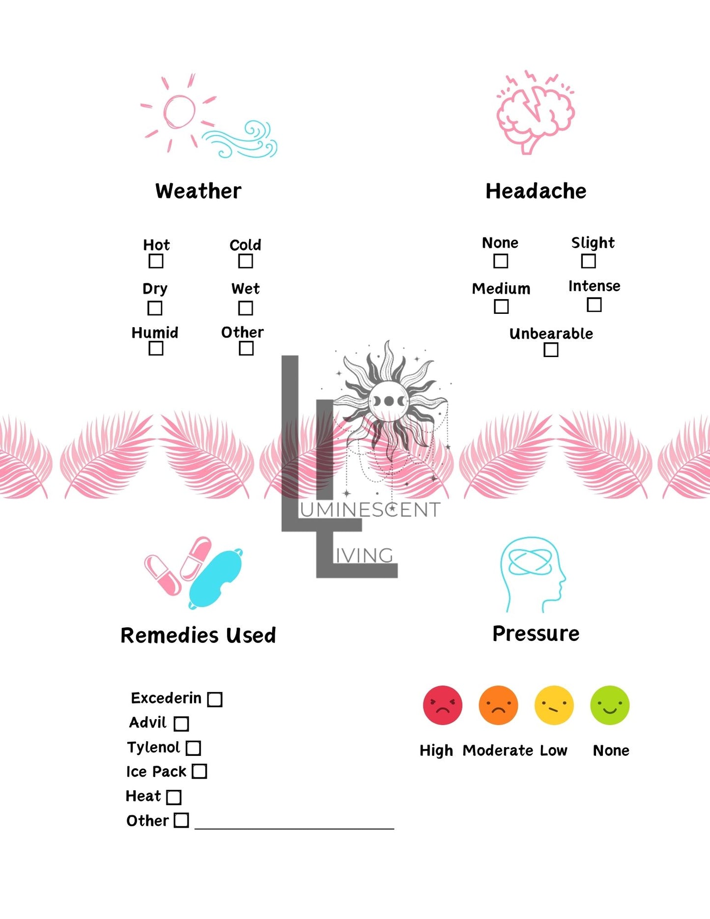 Tropical Dreams Medical Symptoms Tracking Journal (Digital)