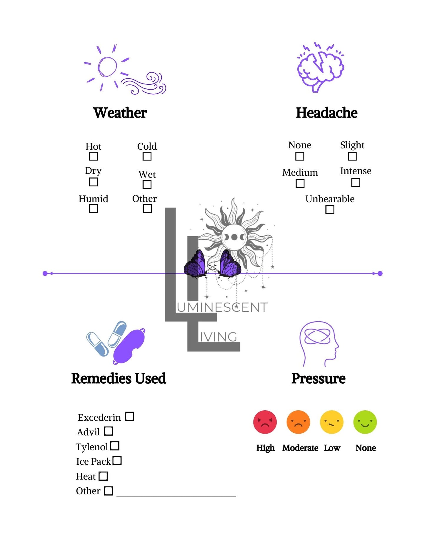 Purple Tears Medical Symptoms Tracking Journal (Digital)