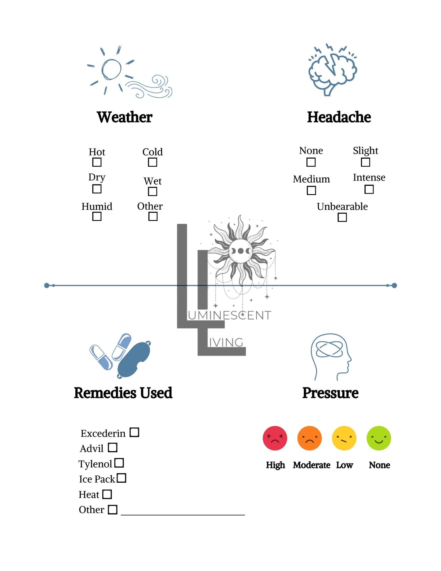 Bluebonnet 1 Medical Symptoms Tracking Journal (Digital)