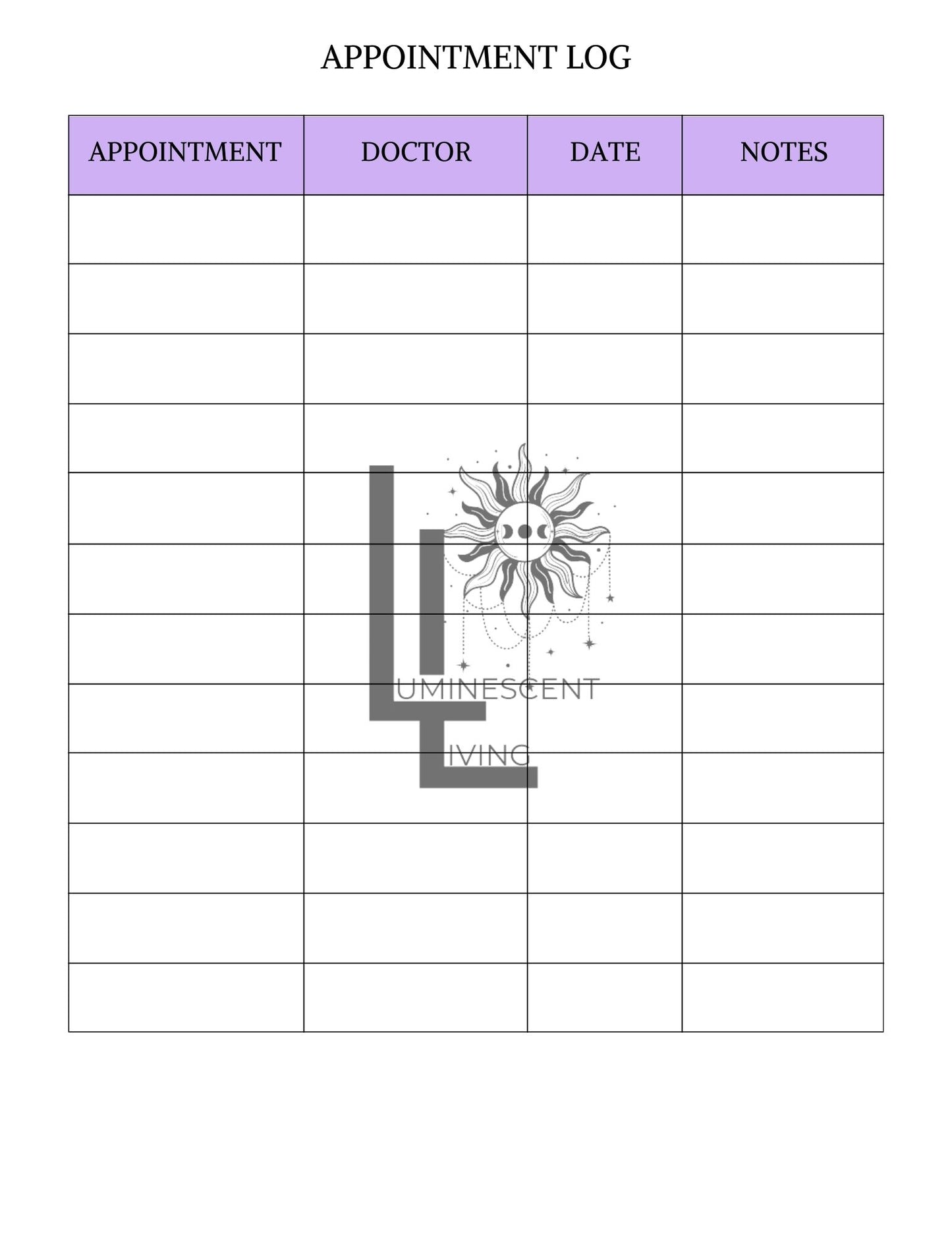 Purple Tears Medical Symptoms Tracking Journal (Digital)