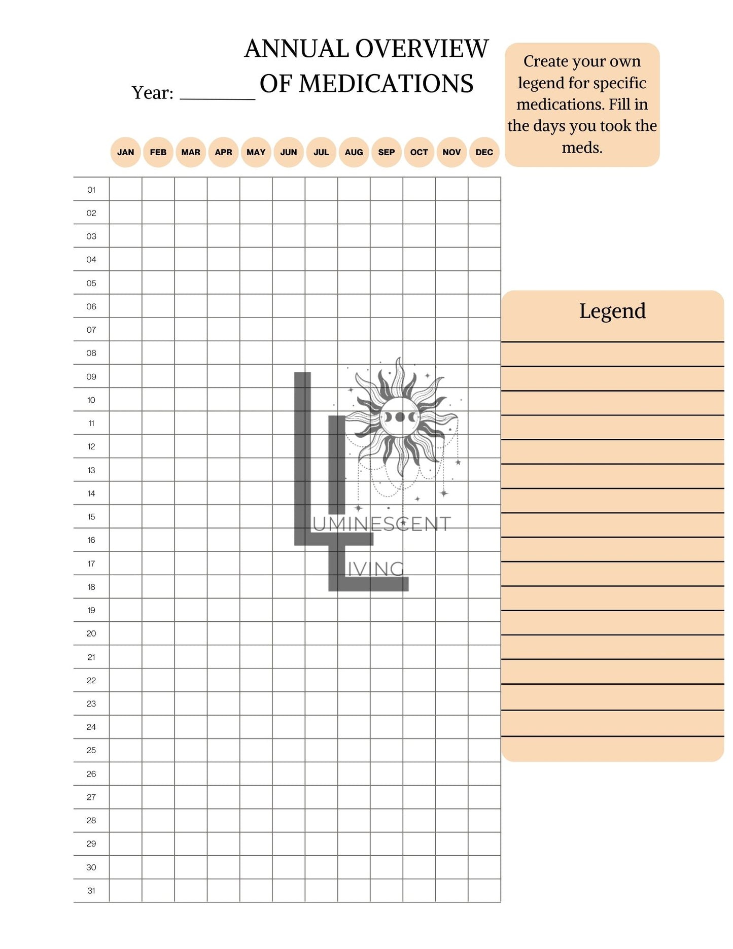 Vintage Roses 1 Medical Symptoms Tracking Journal (Digital)