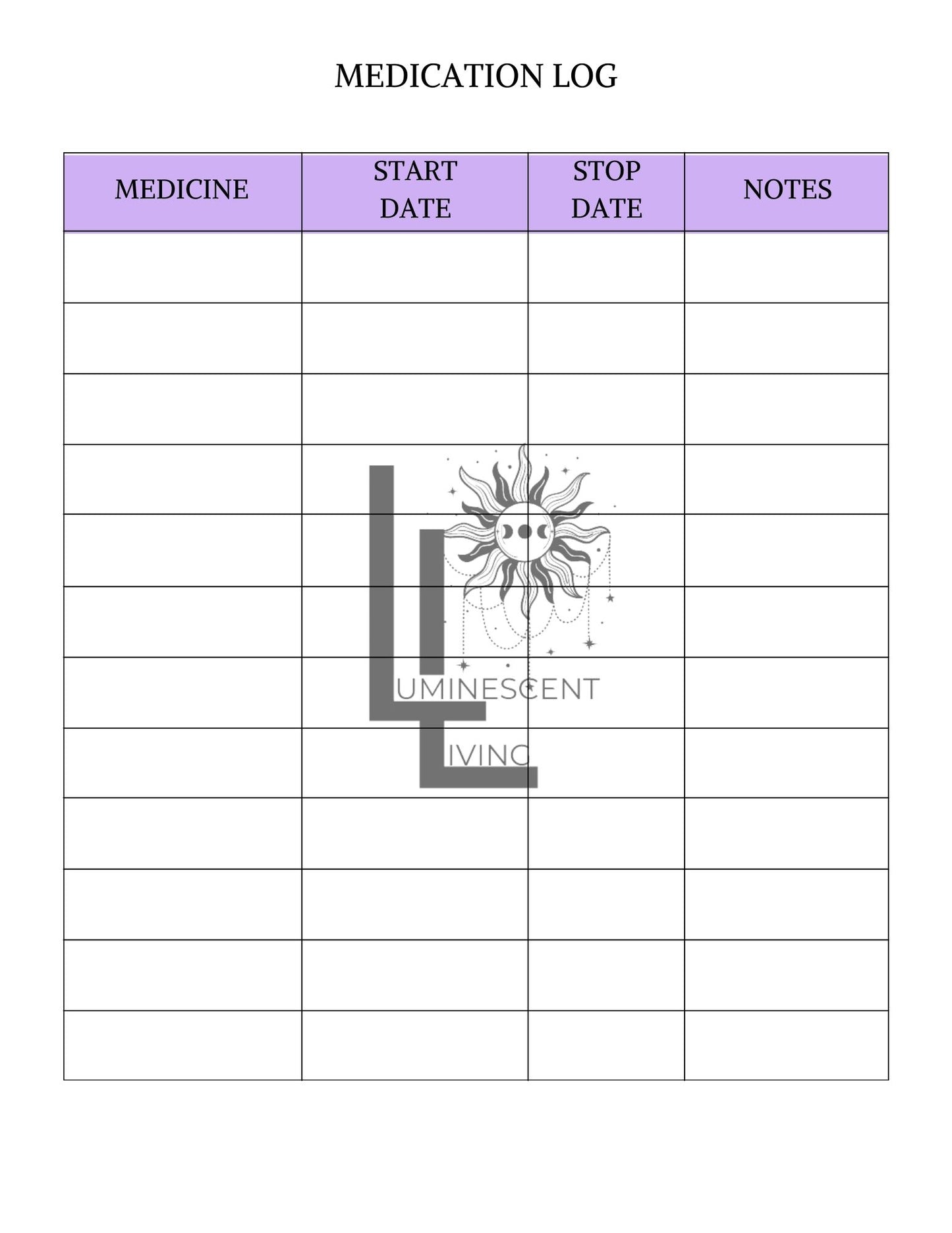 Purple Tears Medical Symptoms Tracking Journal (Digital)