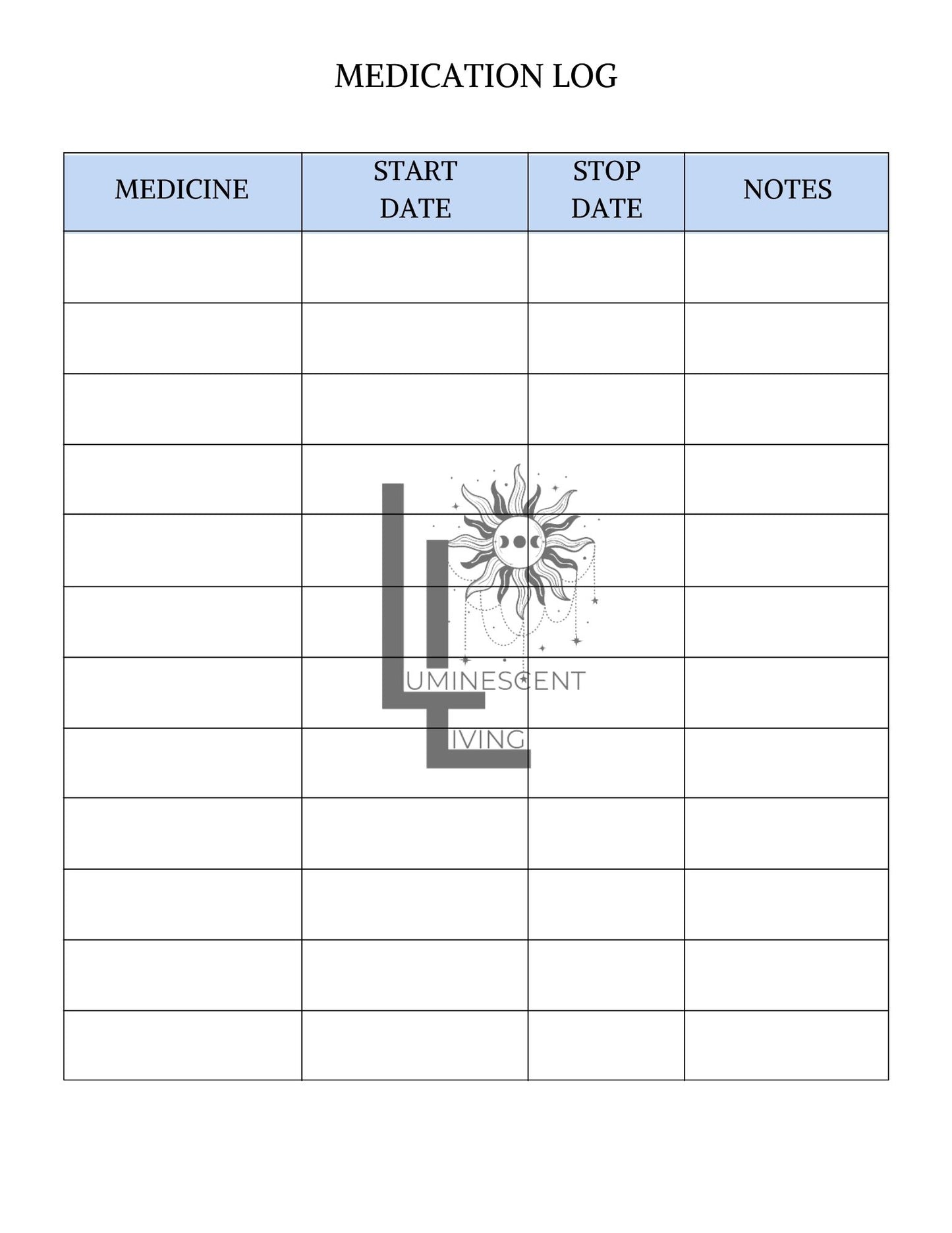 Bluebonnet 1 Medical Symptoms Tracking Journal (Digital)