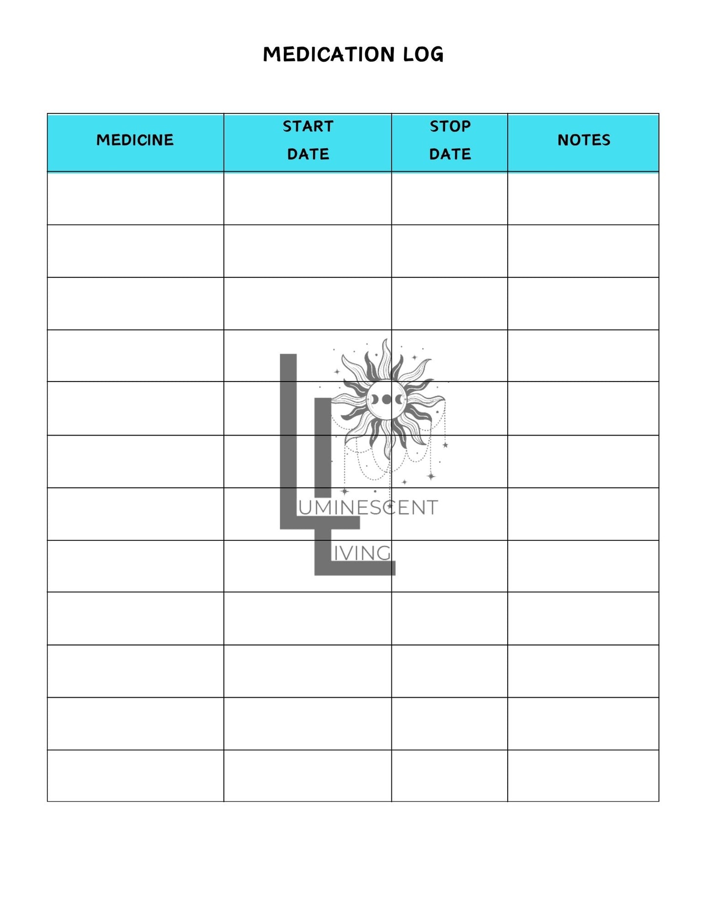 Tropical Dreams Medical Symptoms Tracking Journal (Digital)