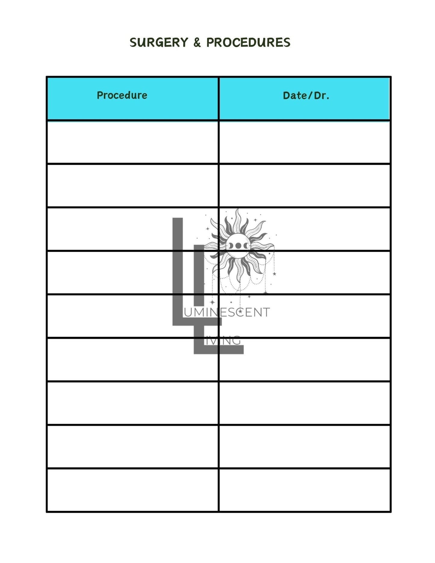 Tropical Dreams Medical Symptoms Tracking Journal (Digital)