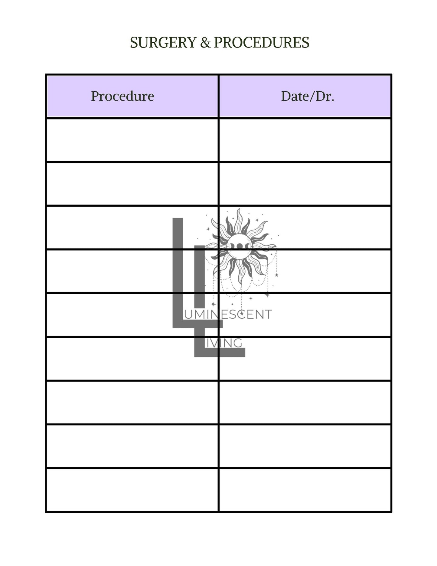 Purple Healing Flowers Medical Symptoms Tracking Journal (Digital)