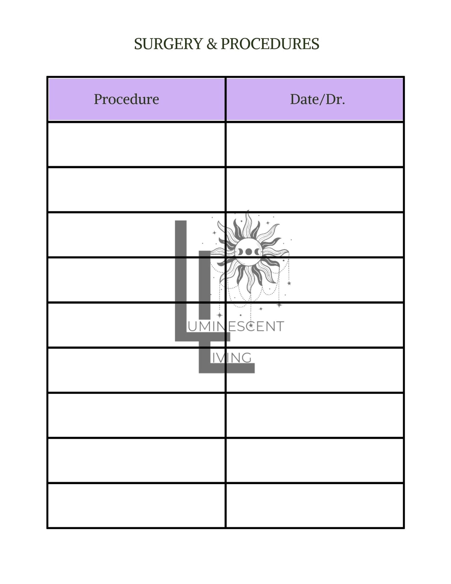 Purple Tears Medical Symptoms Tracking Journal (Digital)