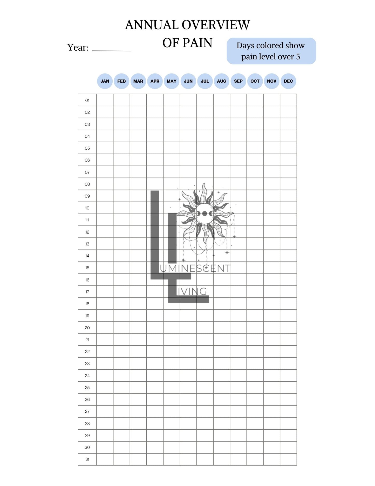 Bluebonnet 1 Medical Symptoms Tracking Journal (Digital)