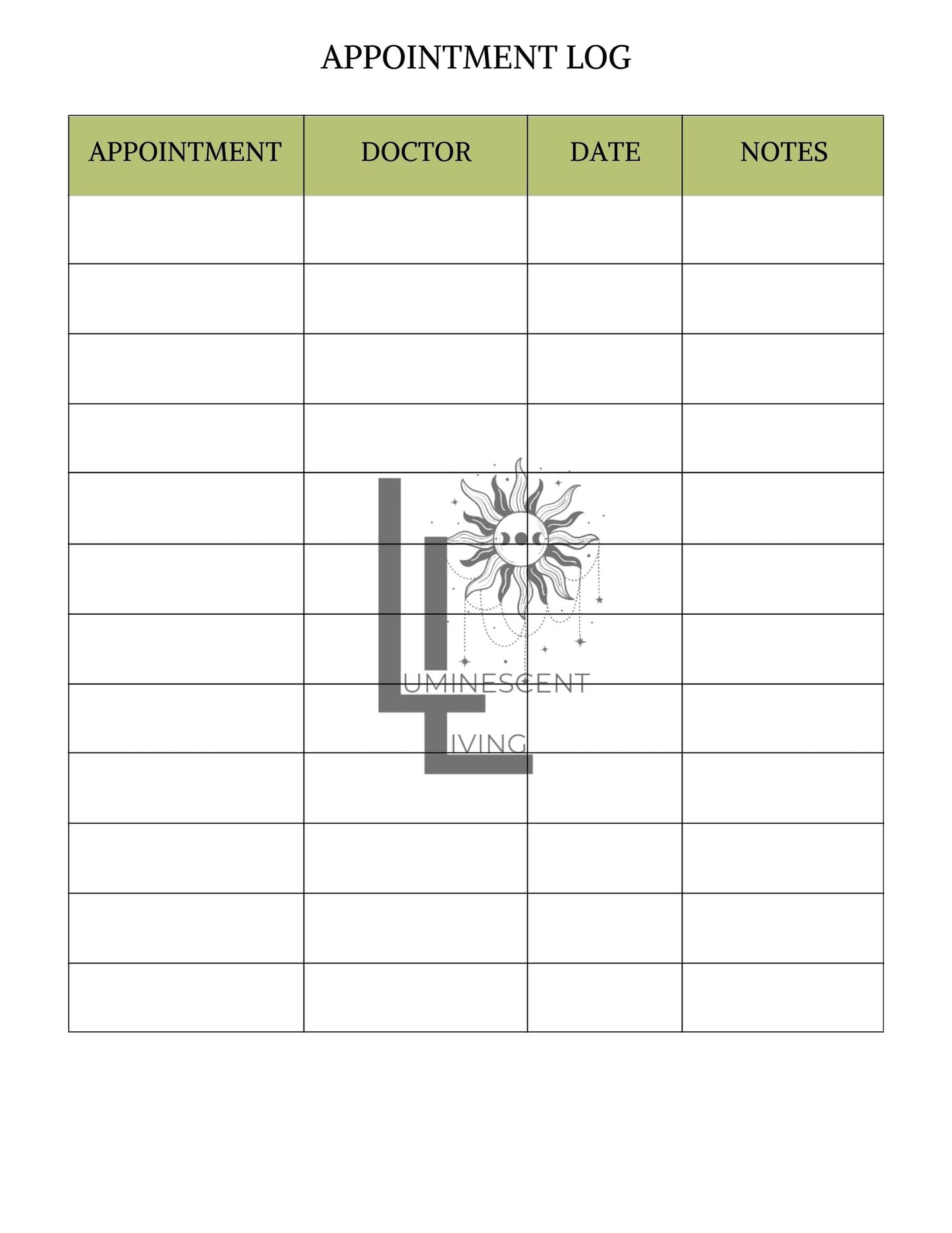 Feeling Green Medical Symptoms Tracking Journal (Digital)