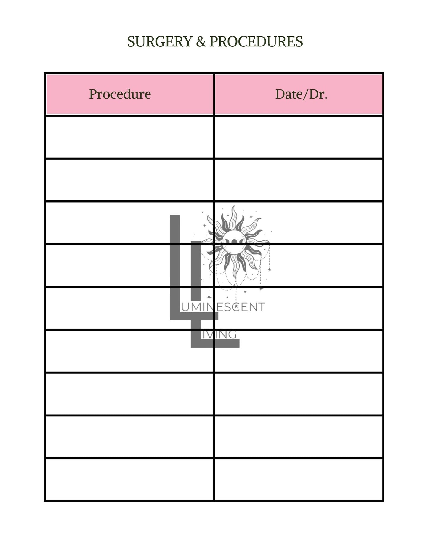 Pieces Medical Symptoms Tracking Journal (Digital)