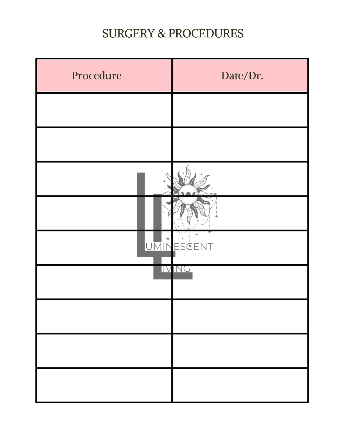 Pink Party Medical Symptoms Tracking Journal (Digital)