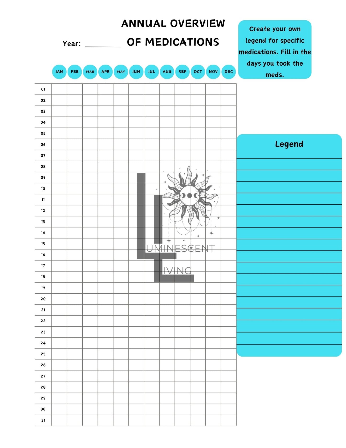 Tropical Dreams Medical Symptoms Tracking Journal (Digital)