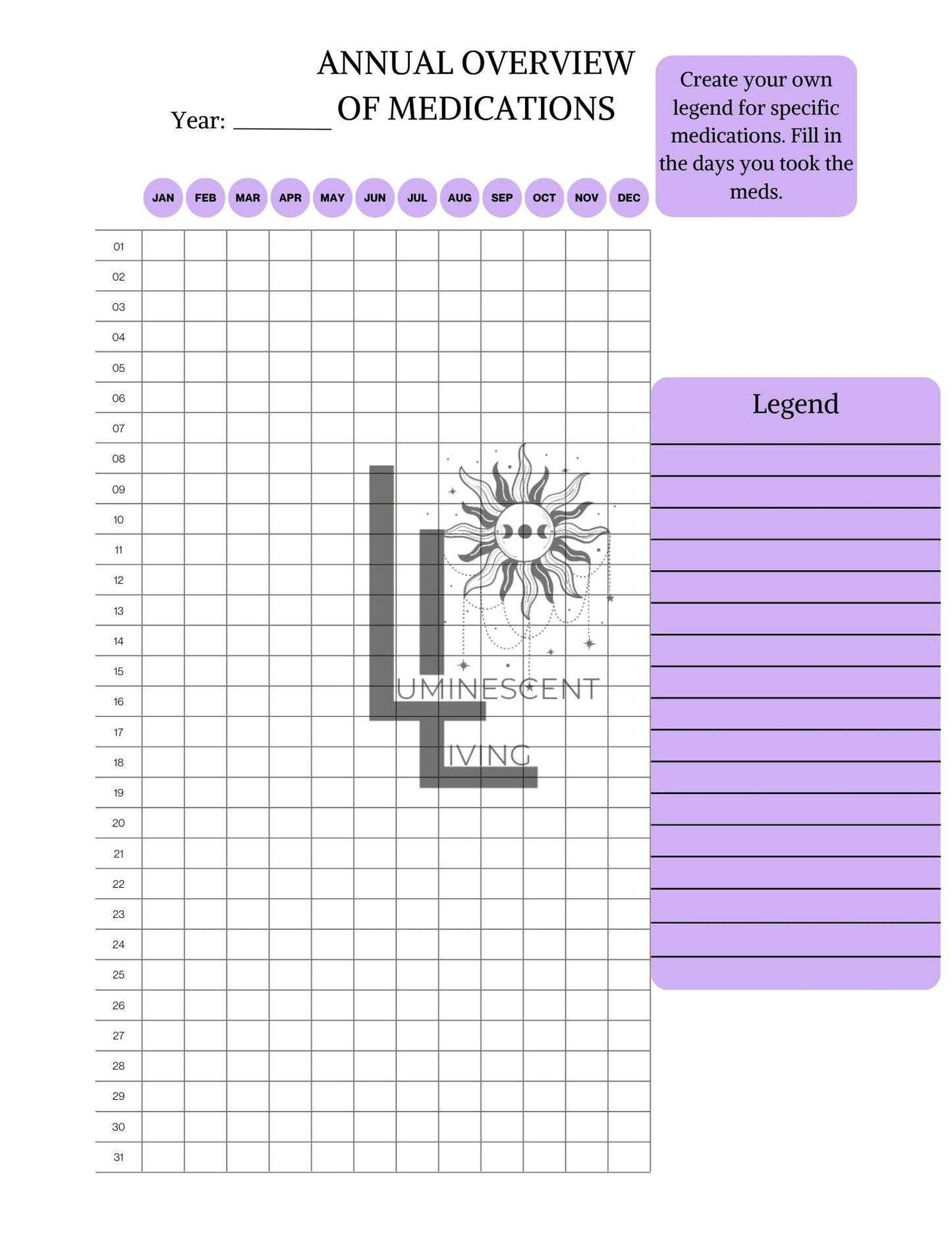 Purple Tears Medical Symptoms Tracking Journal (Digital)