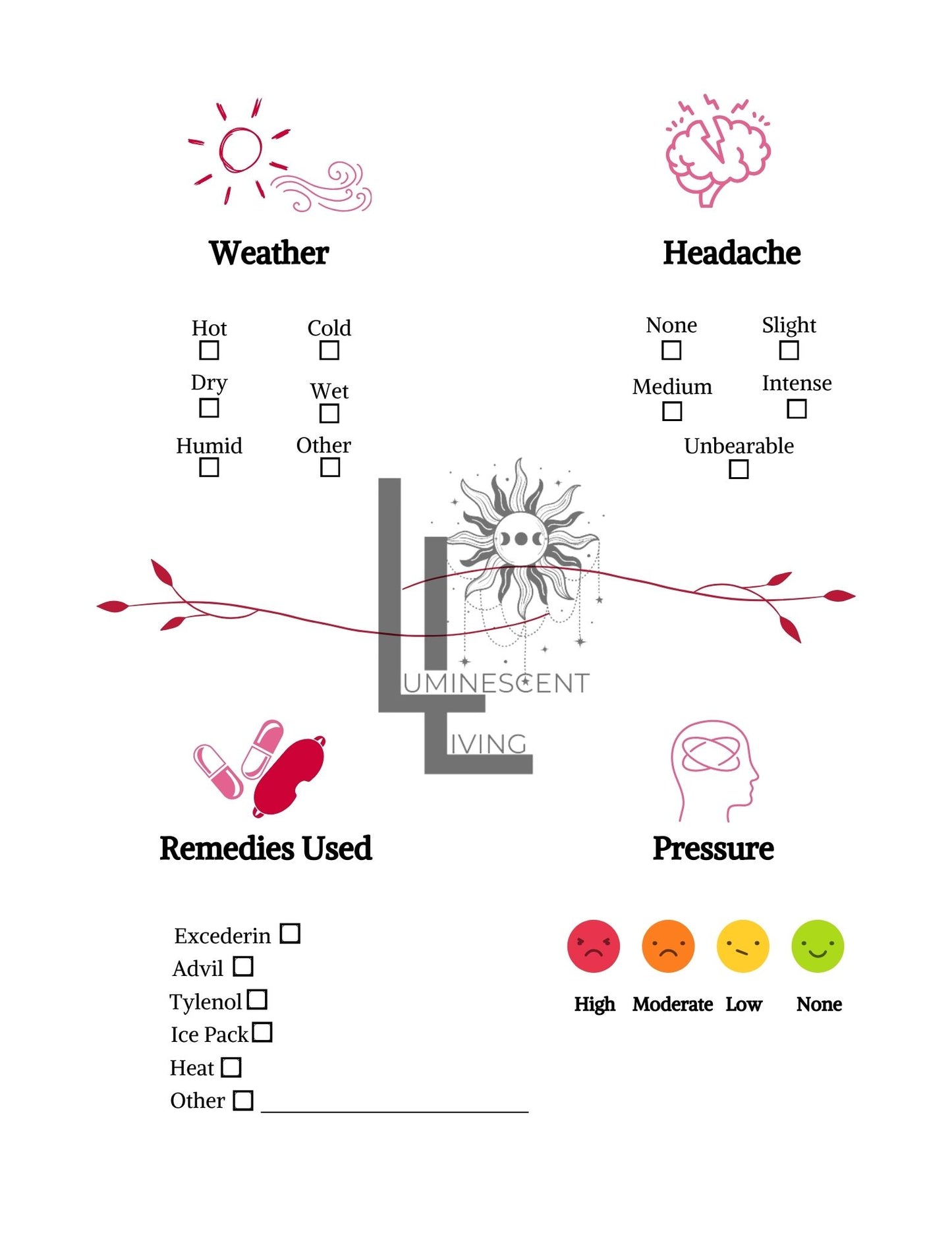 Rose Garden Medical Symptoms Tracking Journal (Digital)