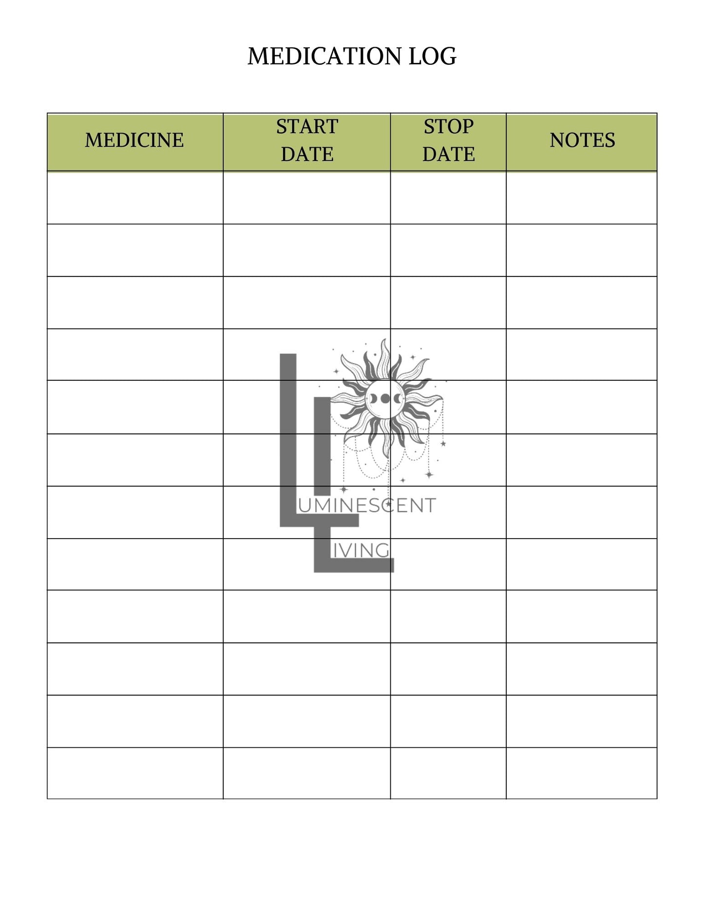 Feeling Green Medical Symptoms Tracking Journal (Digital)