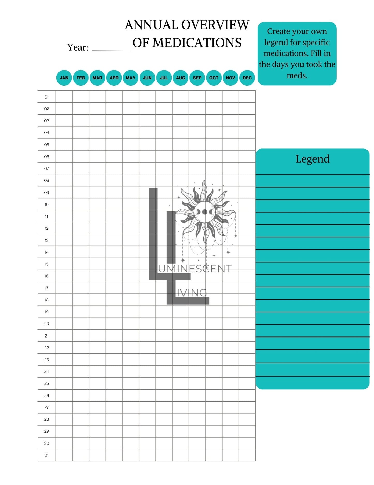 Galaxy Eye Medical Symptoms Tracking Journal (Digital)