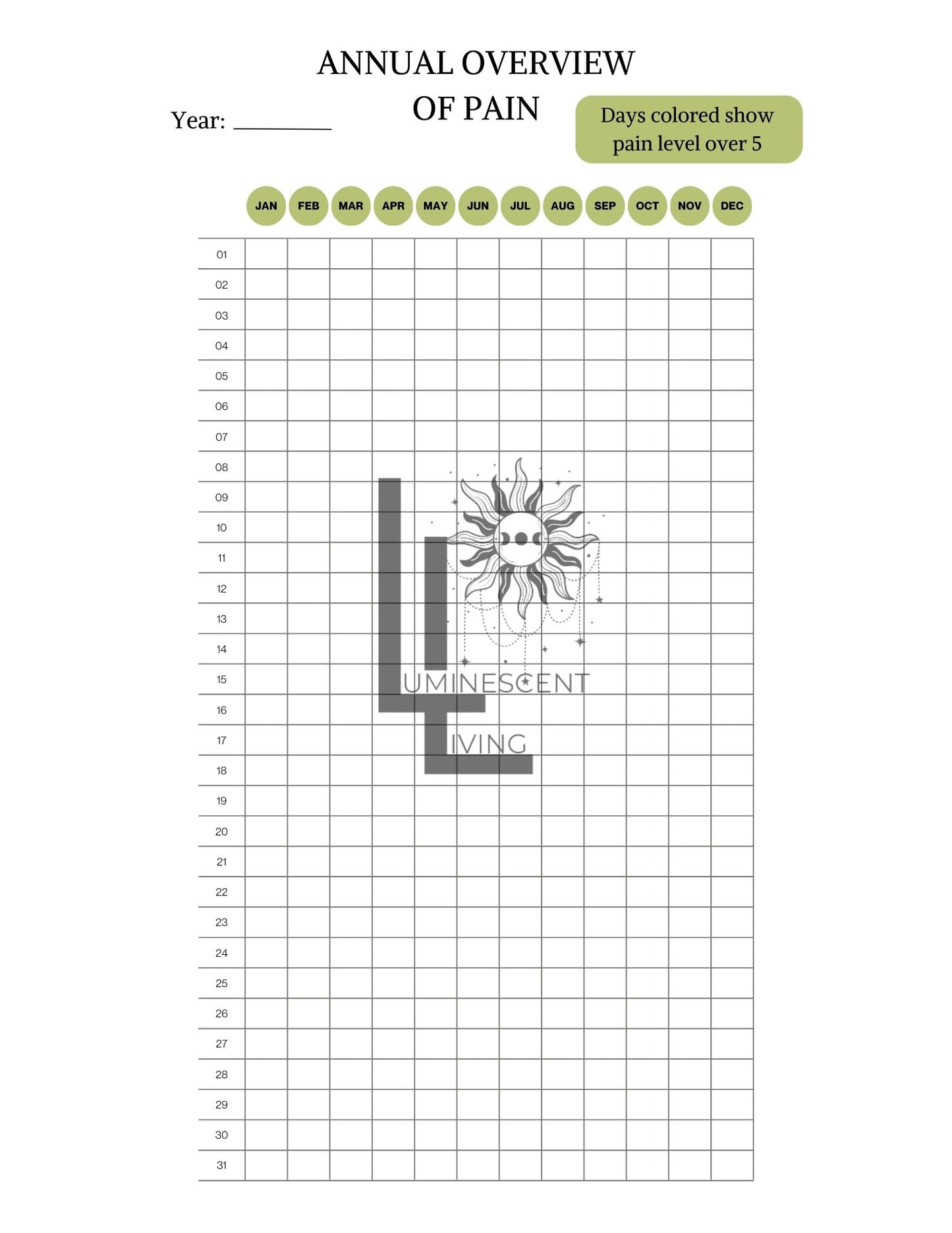 Feeling Green Medical Symptoms Tracking Journal (Digital)