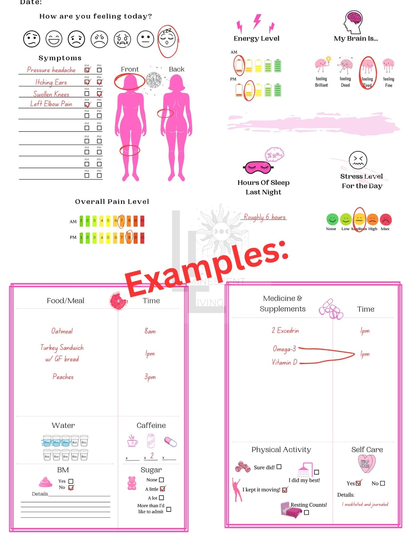 Tea Party Medical Symptoms Tracking Journal (Digital)