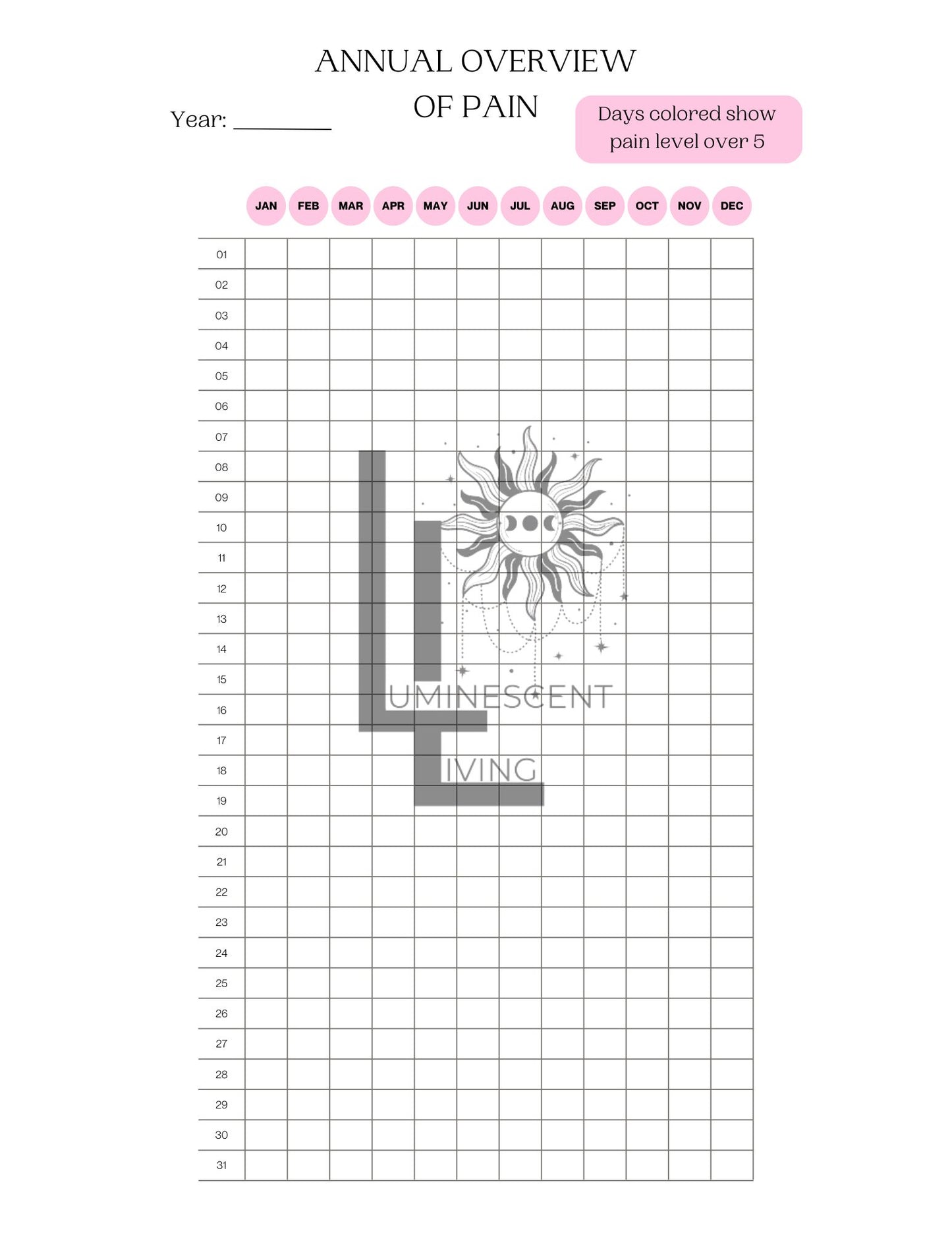 PINK Medical Symptoms Tracking Journal (Digital)