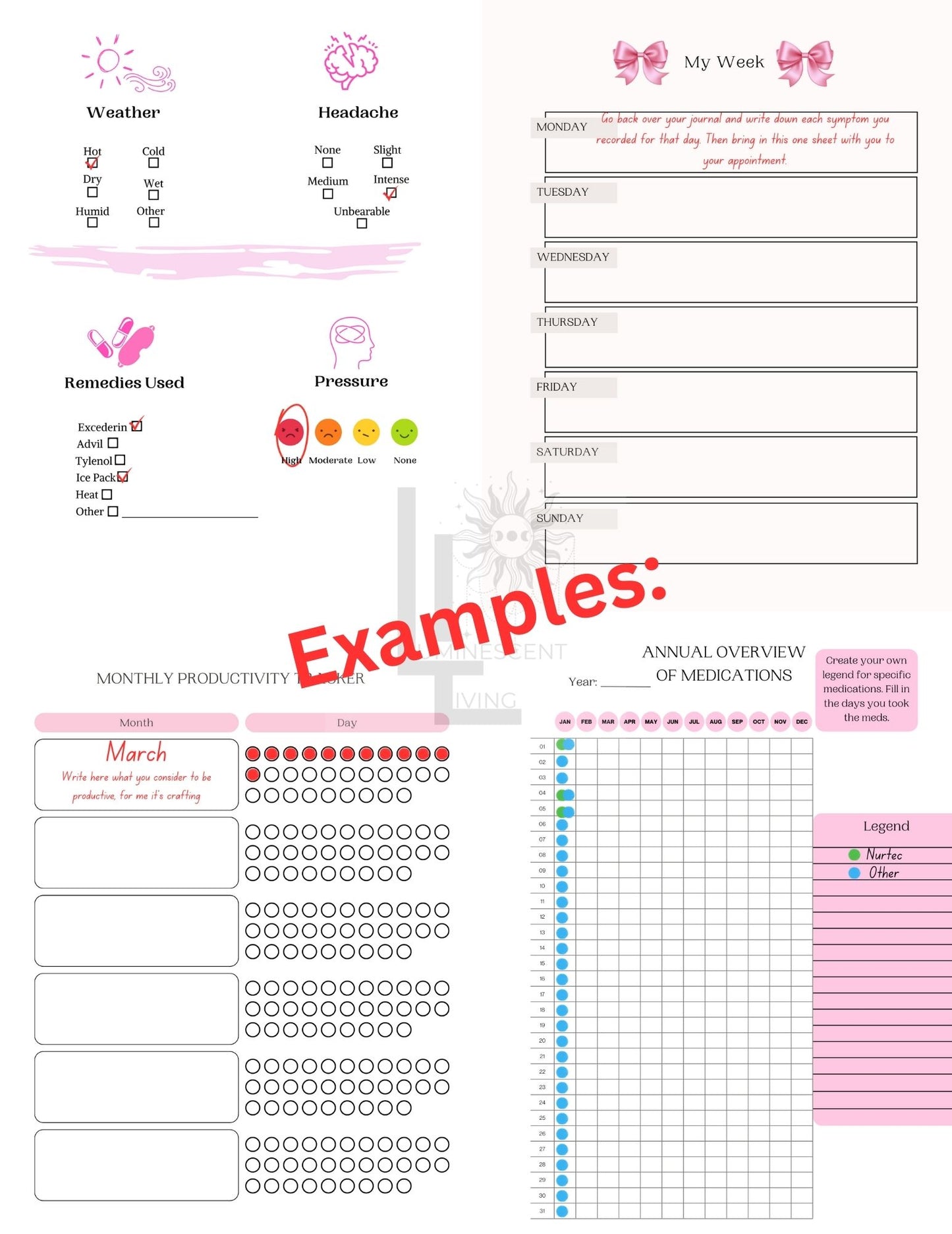 Tea Party Medical Symptoms Tracking Journal (Digital)