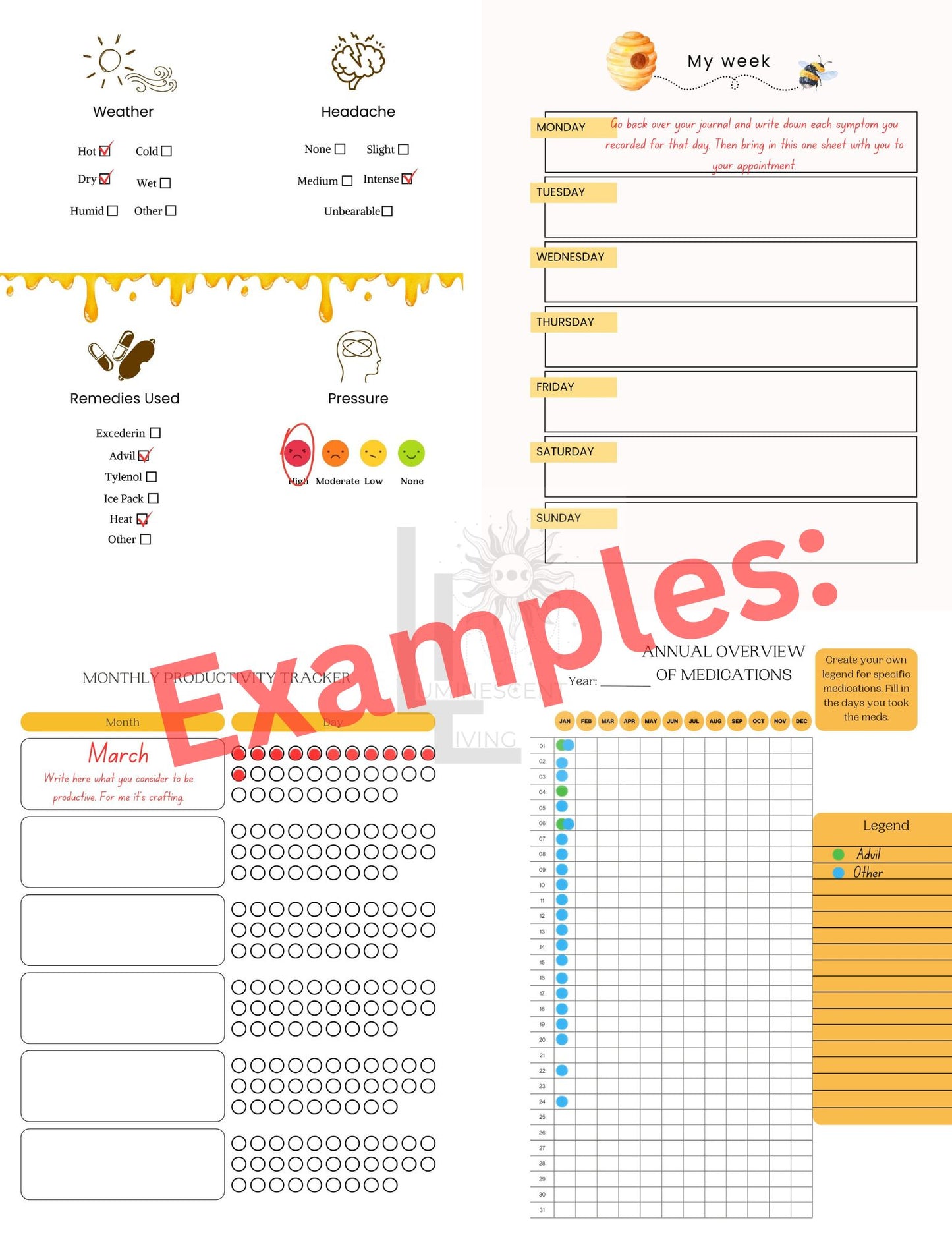 Bee Medical Symptoms Tracking Journal (Digital)