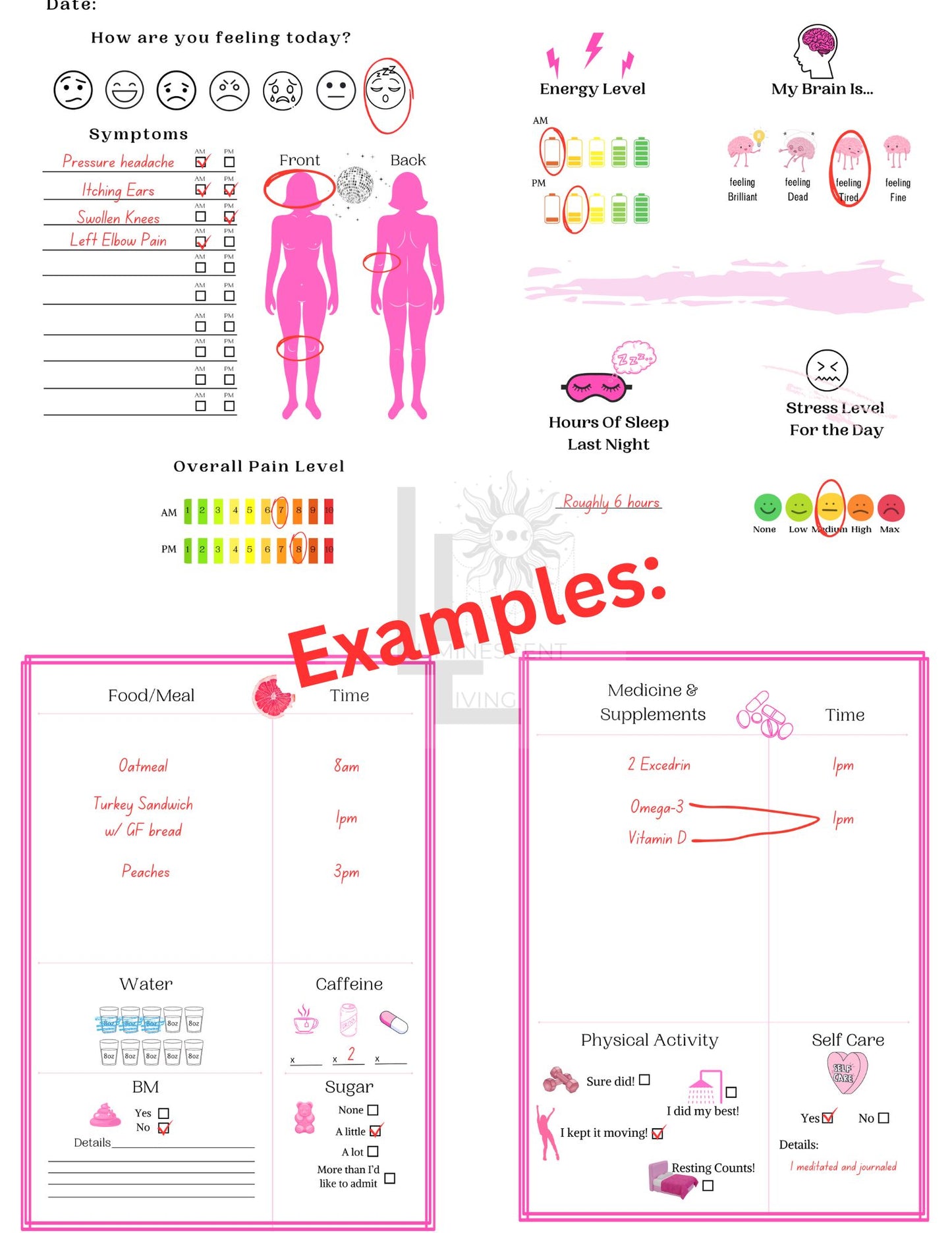 PINK Medical Symptoms Tracking Journal (Digital)