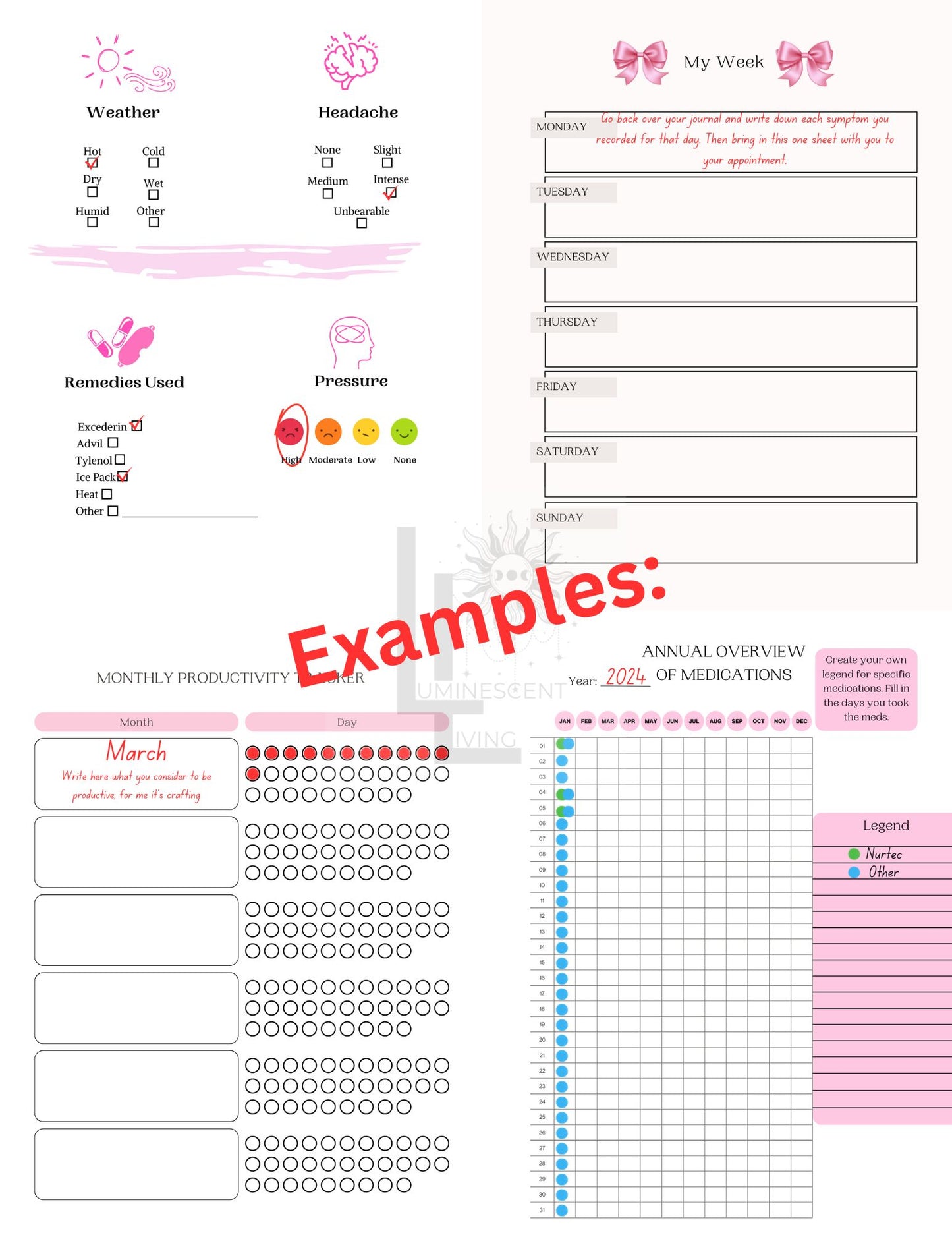 PINK Medical Symptoms Tracking Journal (Digital)